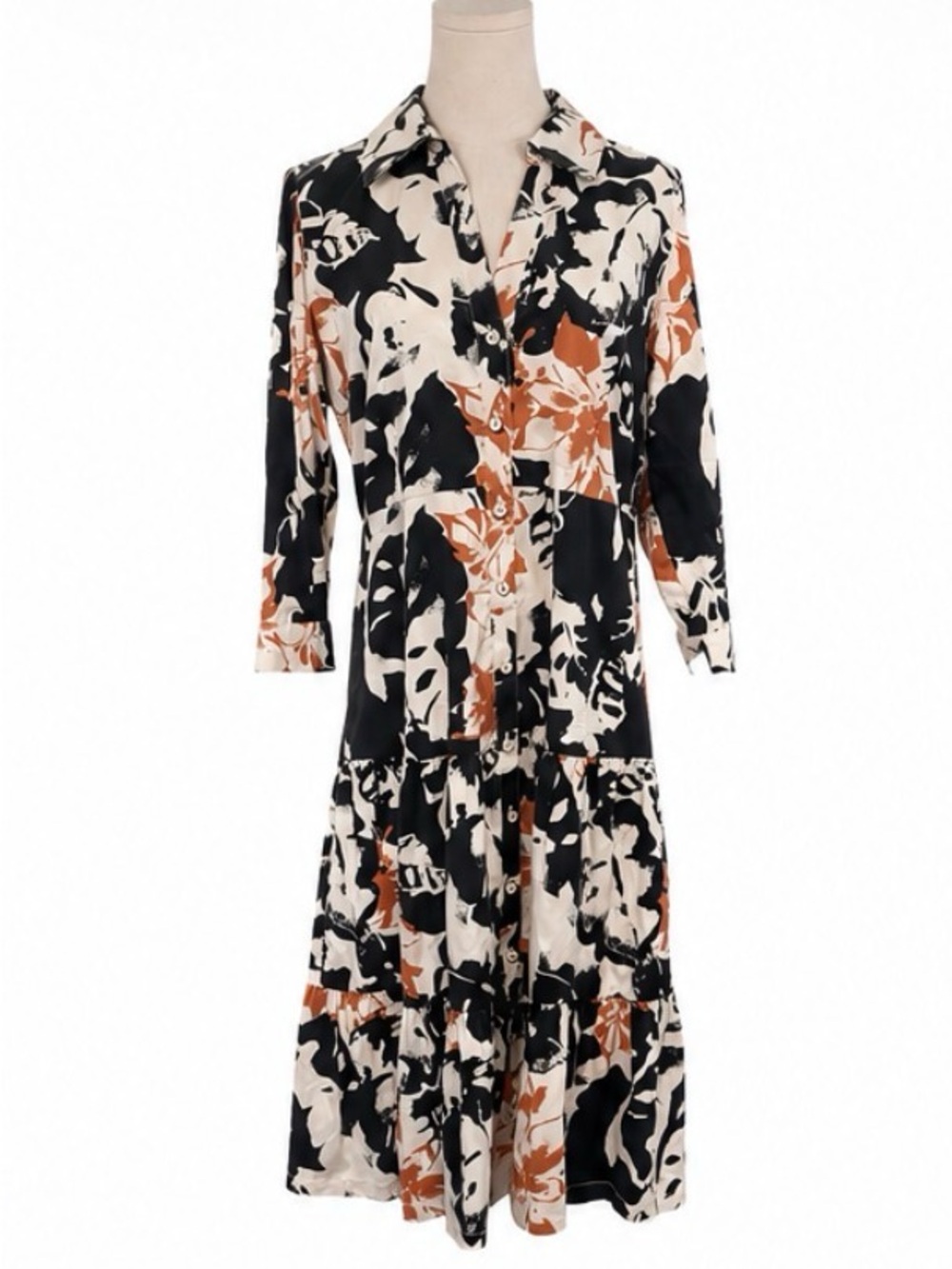 Soft Surroundings size 8 botanical tiered cotton shirt dress